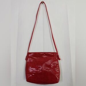 Vintage Bags By Pinky Crossbody Bag Red Leather Top Zipper Shoulder Purse